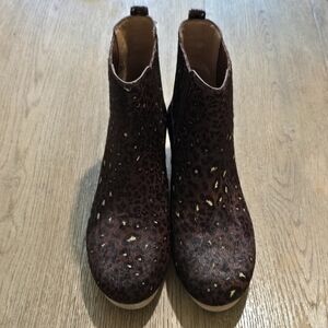 Madewell The Clog Boot sz 8 Painted Leopard Calf Hair Ankle‎ Bootie Womens NEW